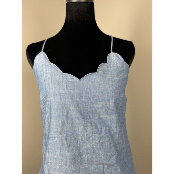 J.Crew Scalloped Camisole Top Size 0 Chambray Blue Adjustable Strap Tank - Picture 2 of 12